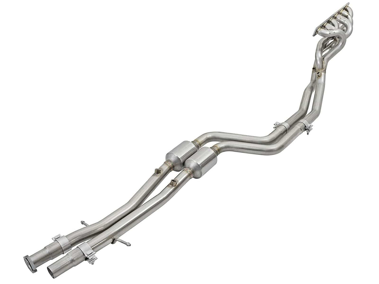 aFe Twisted Steel Long Tube Header & Mid Pipe 304 Stainless Steel w/ Cat - BMW E36 M3