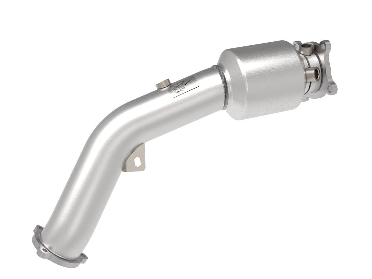 aFe Twisted Steel Down Pipe 3 IN 304 Stainless Steel w/ Cat - Audi / 2.0T / B8 / A4 / A5 / Q5