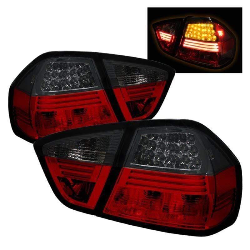 Spyder BMW E90 3-Series 06-08 4Dr LED Tail Lights - Red Smoke