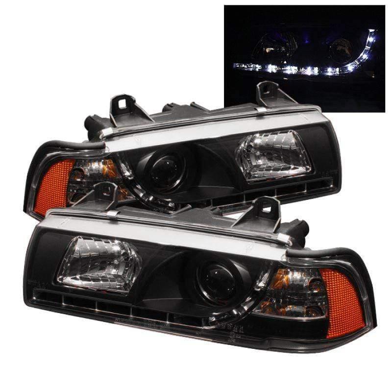 Spyder BMW E36 3-Series 92-98 4DR Projector Headlights 1PC - Black
