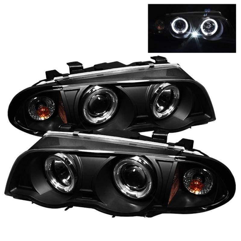 Spyder BMW E46 3-Series 99-01 4DR Projector Headlights - Amber Reflector - Black