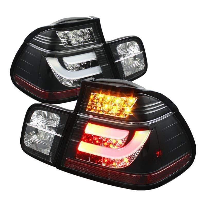 Spyder BMW E46 3-Series 99-01 4Dr Light Bar Style LED Tail Lights - Black