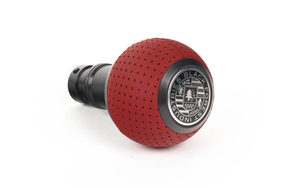 BFI GS2 Heavy Weight Shift Knob - Rosso Centaurus Leather - Black Anodized (981 / 991 Porsche Fitment)