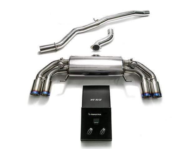 ARMYTRIX Stainless Steel Valvetronic Catback Exhaust System Quad Blue Coated Silver Tips Audi S1 8X 2.0L Turbo 15+