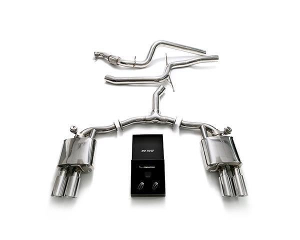 ARMYTRIX Stainless Steel Valvetronic Catback Exhaust System Quad Chrome Silver Tips Audi A4 2.0L TFSI B9 2WD 17+