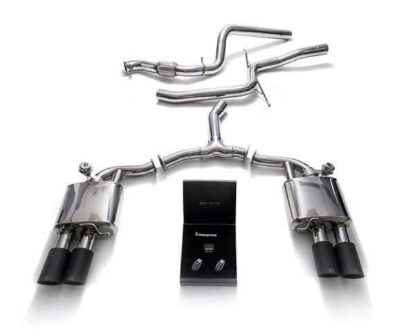 ARMYTRIX Stainless Steel Valvetronic Catback Exhaust System Quad Carbon Tips Audi A4 2.0L TFSI B9 4WD 17+