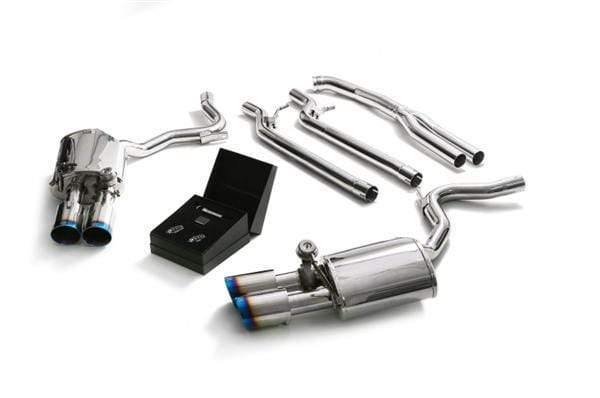 ARMYTRIX Stainless Steel Valvetronic Catback Exhaust System Quad Blue Coated Tips Porsche 971 Panamera 17-18