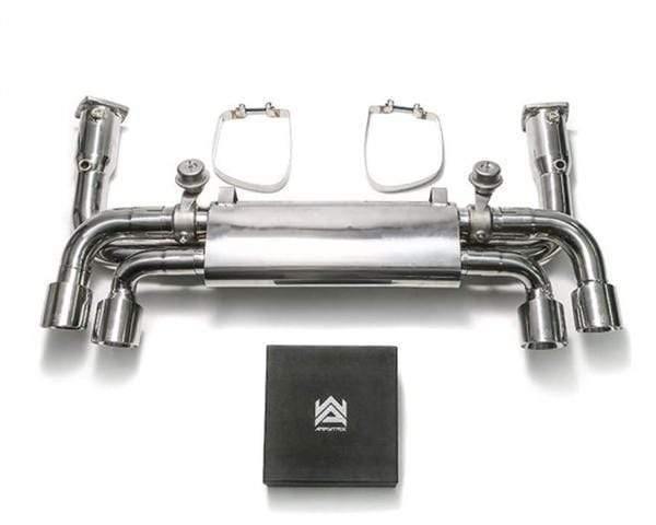 ARMYTRIX Stainless Steel Sport High-Flow Valvetronic Exhaust System Quad Chrome Silver Tips Porsche 991.2 Carrera 17-18