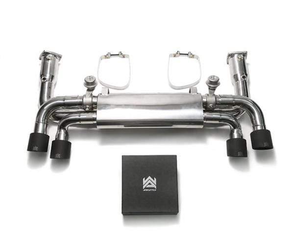 ARMYTRIX Stainless Steel Sport High-Flow Valvetronic Exhaust System Quad Matte Black Tips Porsche 991.2 Carrera 17-18