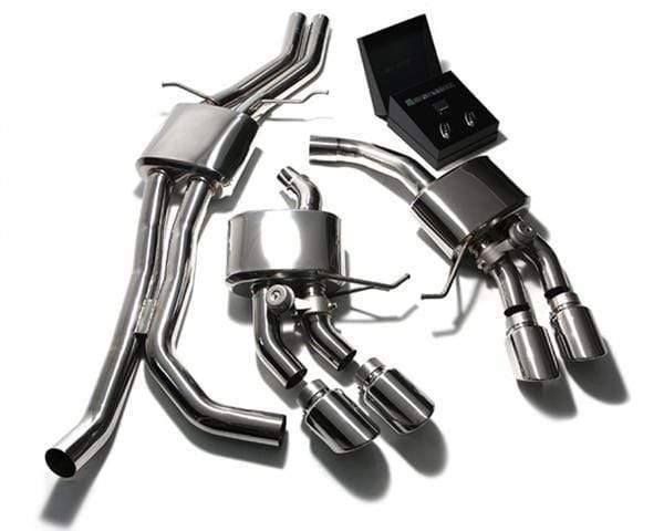 ARMYTRIX Stainless Steel Valvetronic Exhaust System Quad Matte Black Tips Porsche Macan S | GTS | Turbo 15+