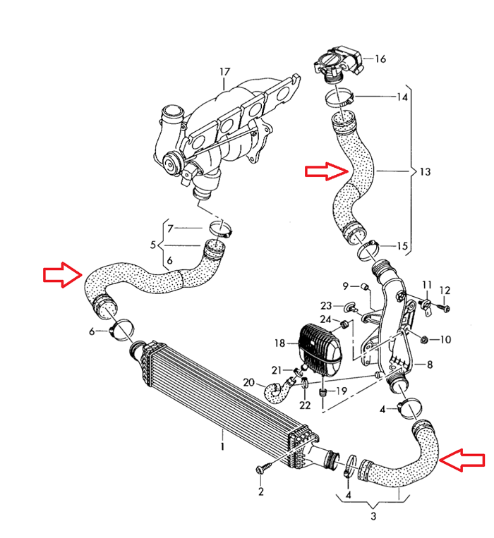 CTS Turbo Silicone Intercooler Hose Kit - Audi / B8 / A4 / A5 / 2.0T