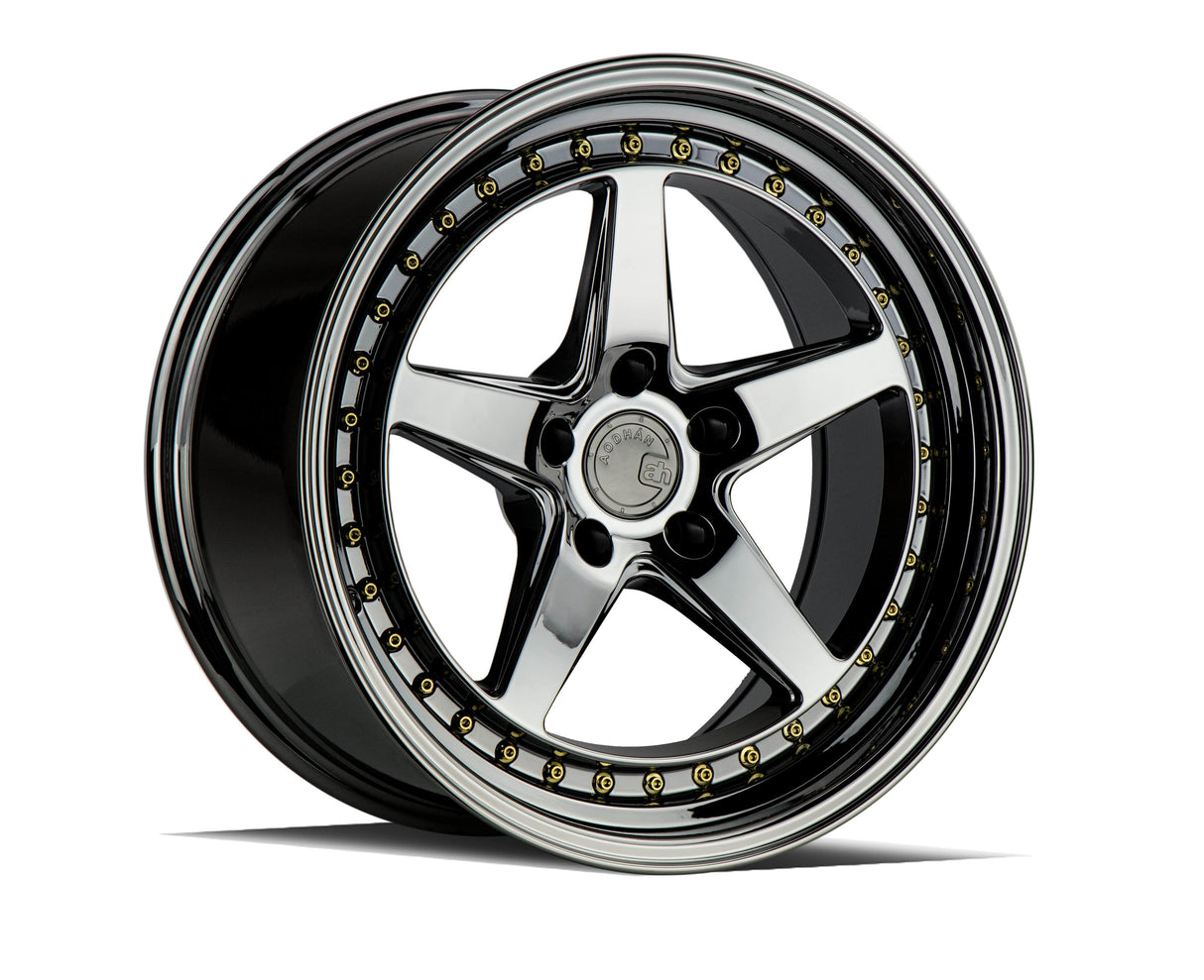 Aodhan DS05 19" 5x114.3 Black Vacuum w/Gold Rivets