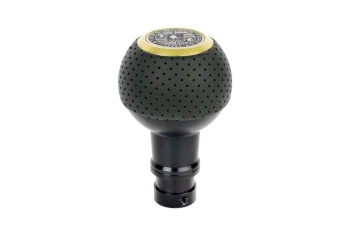 BFI Heavy Weight Shift Knob SCHWARZ - Air Leather - Gold Top (VW/Audi DSG & Automatic)