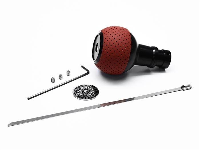 BFI Heavy Weight Shift Knob SCHWARZ - Magma Red Air Leather (VW/Audi Fitment)