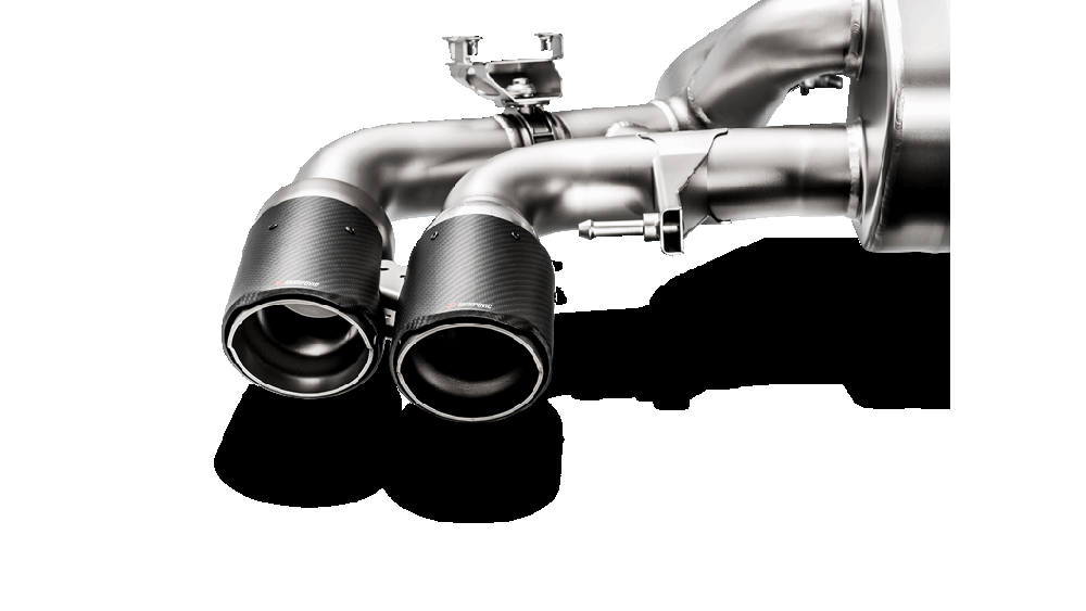 Akrapovic Evolution Tail Pipe Set (Carbon) w/ Red/White Akraprovic Logo - BMW / F90 / M5