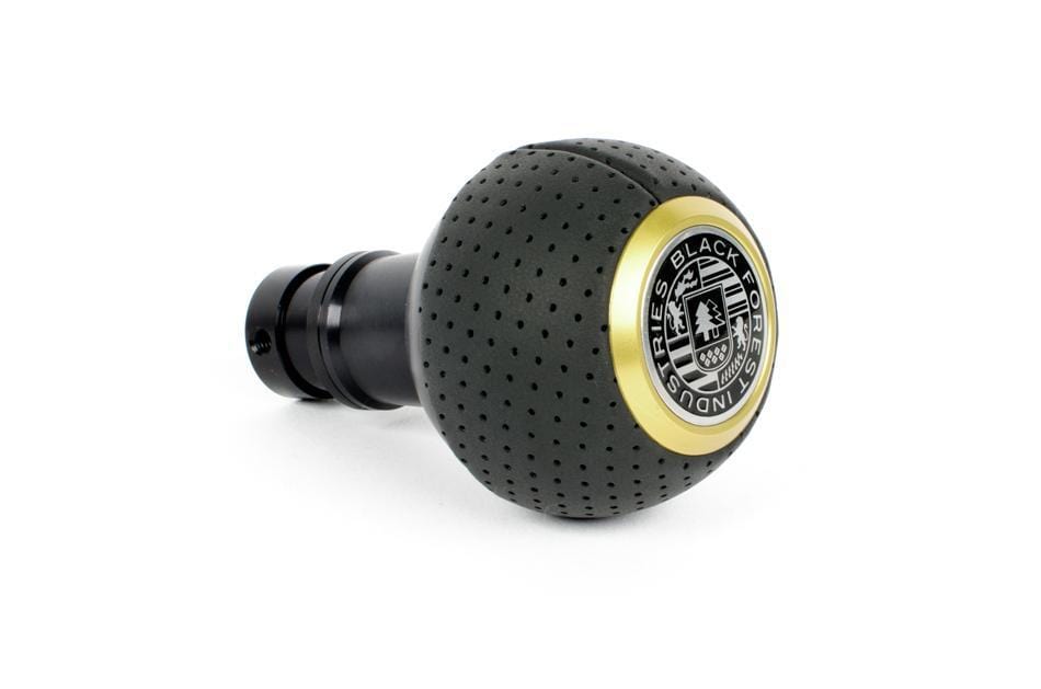 BFI Heavy Weight Shift Knob Black Anodized - Air Leather - Gold Top (964-997 Porsche Fitment)
