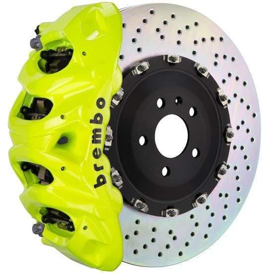 Brembo GT Systems 412x38 2-Piece 8-Piston Fluo. Yellow Drilled Front