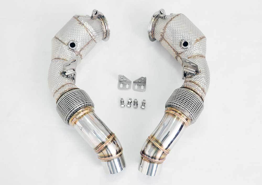 Racing Dynamics Catted Downpipes w/Heatshield | BMW M5 F10 | BMW M6 F12/F13/F06 - (NLA)