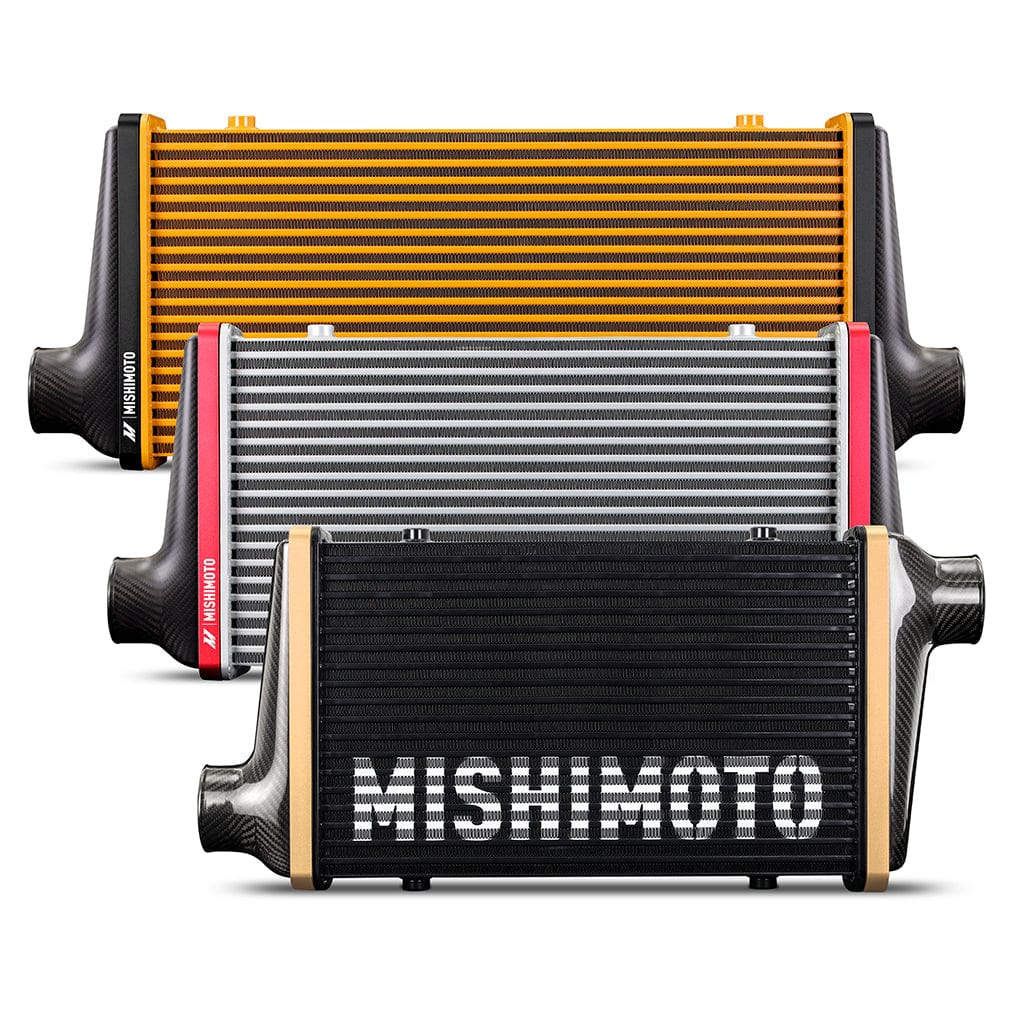 Mishimoto MMINT-UCF, Gloss Tanks, 450mm Silver Core, Straight, Blue Anodized V-Band