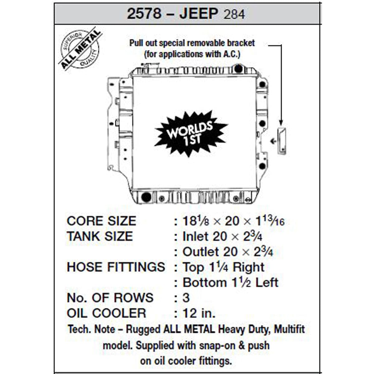CSF Performance 87-04 Jepp Wrangler (3 ROW Copper Core) Radiator