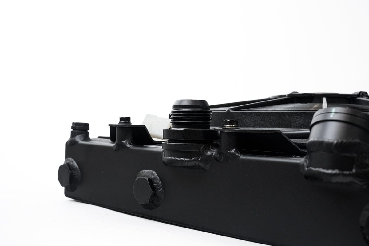 CSF Performance Universal Half Radiator - Evo 7/8/9 / 92-00 Civic - w/ SPAL Fan & Shroud - Black