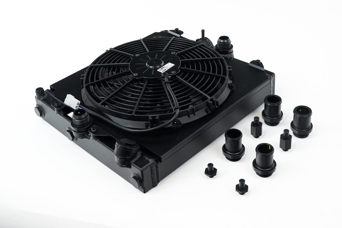 CSF Performance Universal Half Radiator - Evo 7/8/9 / 92-00 Civic - w/ SPAL Fan & Shroud - Black