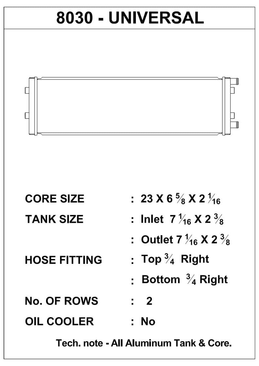 CSF Performance Dual-Pass Cross Flow Heat Exchanger with 3/4" slip-on connections