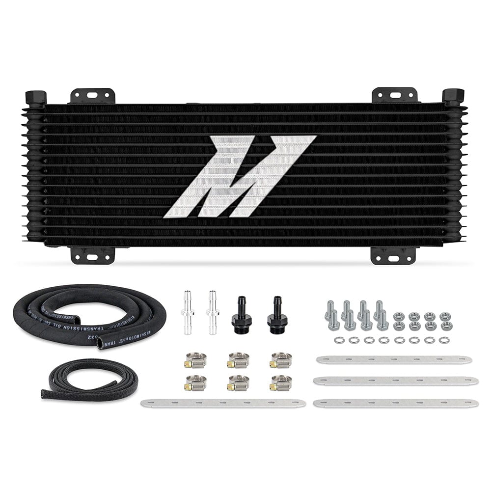 Mishimoto 13-Row Stacked Plate Transmission Cooler, Powder Coat, 22.85in X 7.10in X 1.25in, Black