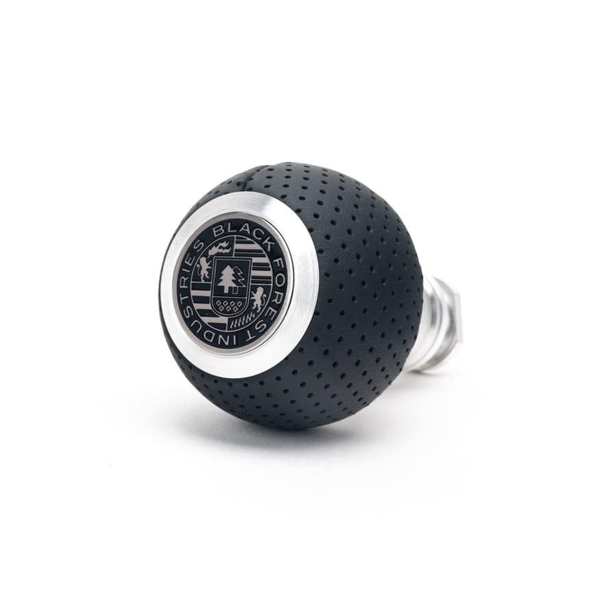 BFI Heavy Weight Shift Knob GS2 Black Air Leather / Machined Finish (Threaded)
