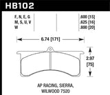 Hawk AP Racing DTC-60 Race Brake Pads