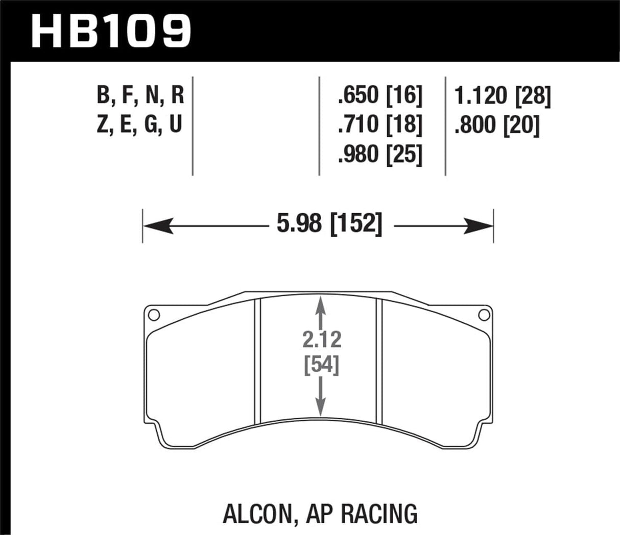 Hawk AP Racing CP5779/5780/5788/5789/5836 / Brembo X2.023.21/24/X2.028.01/04 Race DTC-70 Brake Pads