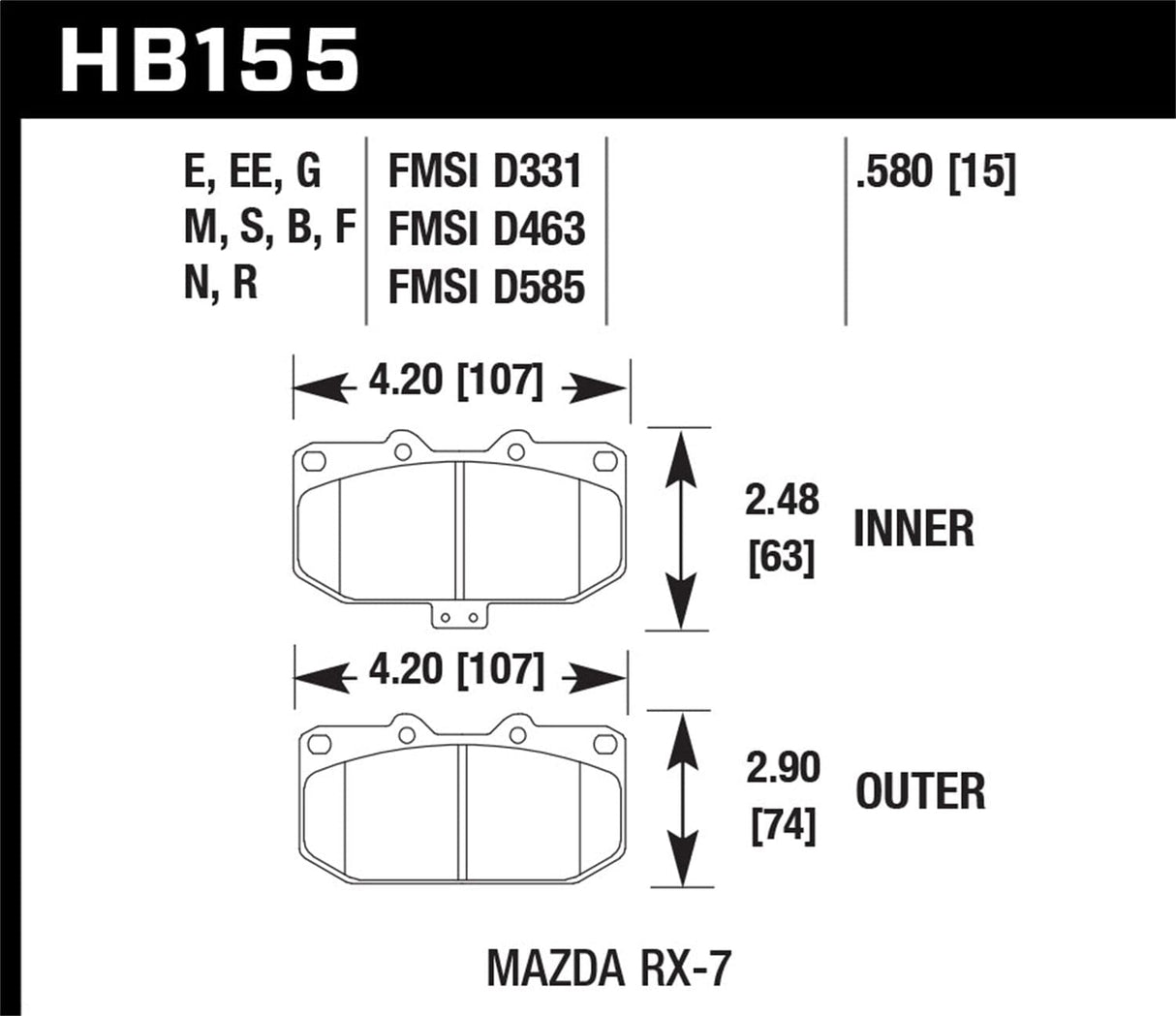 Hawk 86-01 Acura (Various) / 88-93 Honda (Various) DTC-60 Race Front Brake Pads