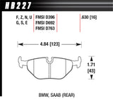 Hawk 98-02 Chevrolet Camaro SS/Z28 / 98-02 Pontiac Firebird Blue 9012 Race Rear Brake Pads