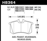 Hawk 96 & 00 Dodge Viper GTS / 92-00 Viper / 00 Viper RT10 Blue 9012 Rear Race Brake Pads