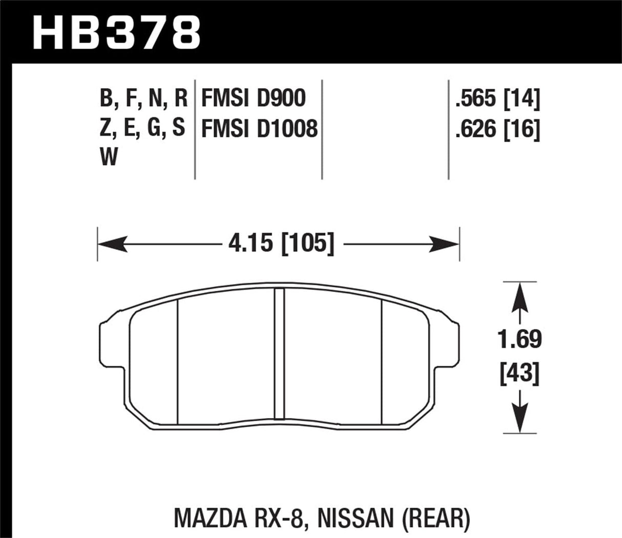 Hawk 03-07 350z / G35 / G35X w/o Brembo Blue 9012 Rear Race Pads