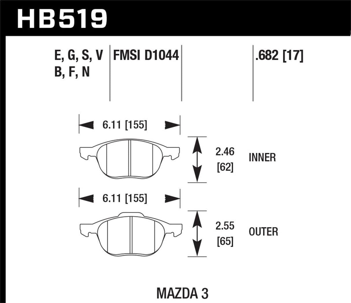 Hawk 03-06 Evo / 04-09 STi / 09-10 Genesis Coupe (Track Only) / 2010 Camaro SS HT-14 Race Front Brak