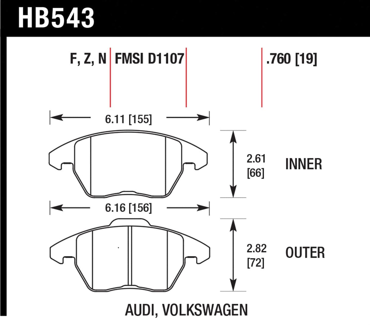 Hawk 98-02 Chevy Camaro / 98-02 Pontiac Firebird Race DTC-60 Front Brake Pads