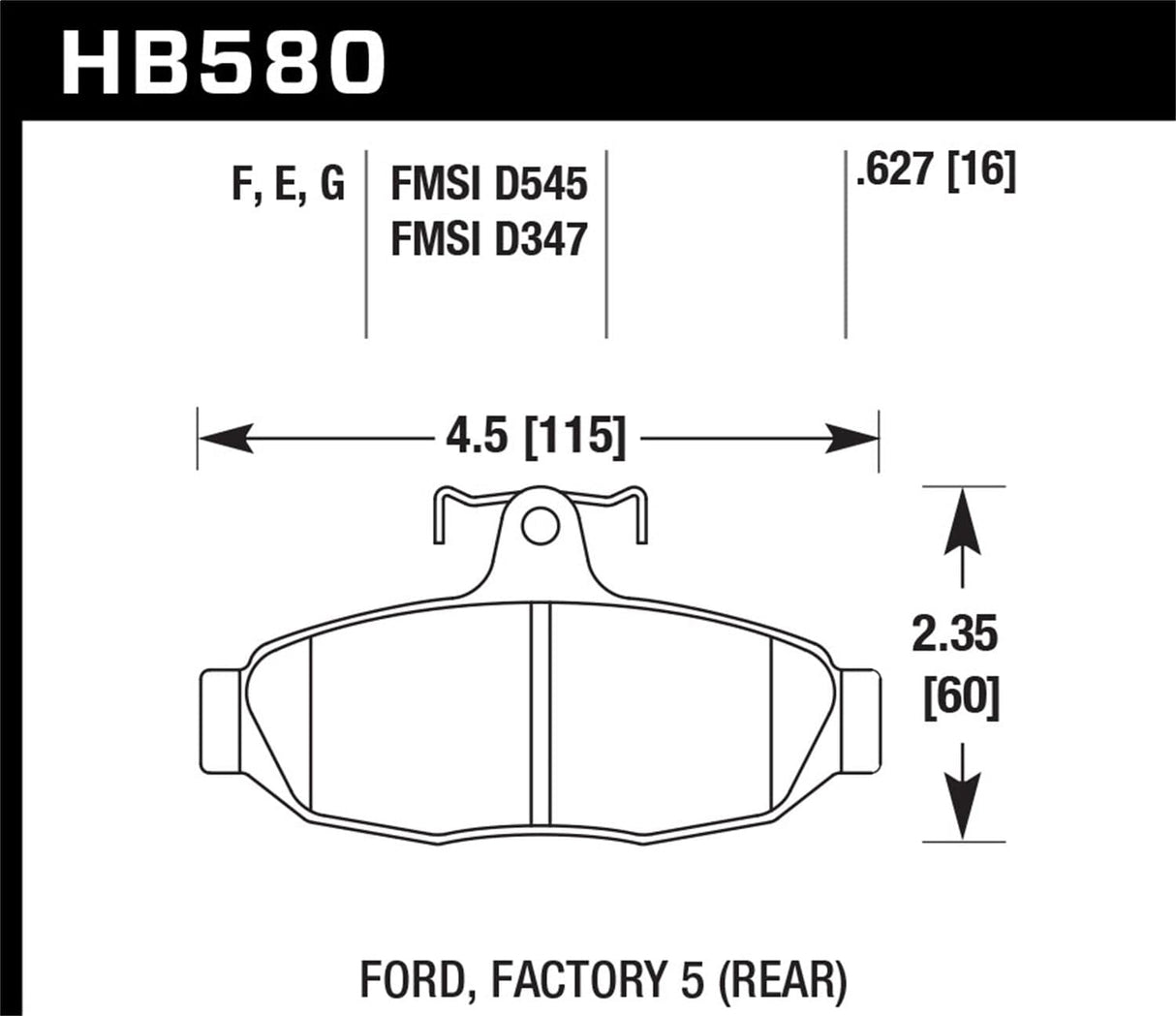 Hawk 85-97 Chevrolet Camaro w/Rear Disc Brakes/84-96 Chevrolet Corvette DTC-60 Race Rear Brake Pads