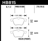 Hawk 07-16 Volvo S80 Performance Ceramic Street Front Brake Pads