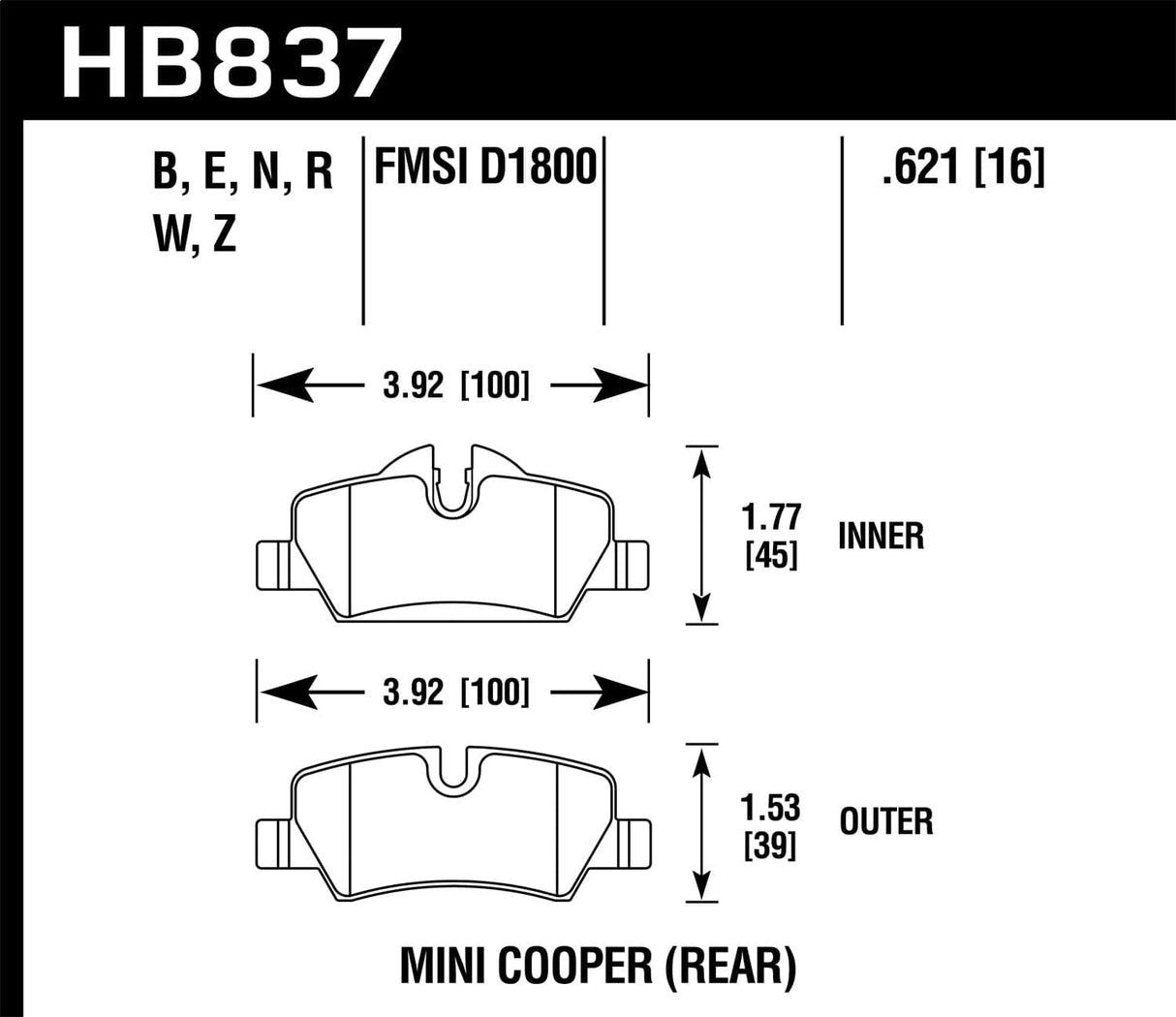 Hawk 13-14 Ford Focus ST / Mazda/ Volvo DTC-30 Race Rear Brake Pads