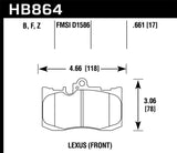 Hawk 13-17 Lexus GS350/GS350 F Sport / 12-17 Lexus IS350 HPS 5.0 Front Brake Pads (NLA)