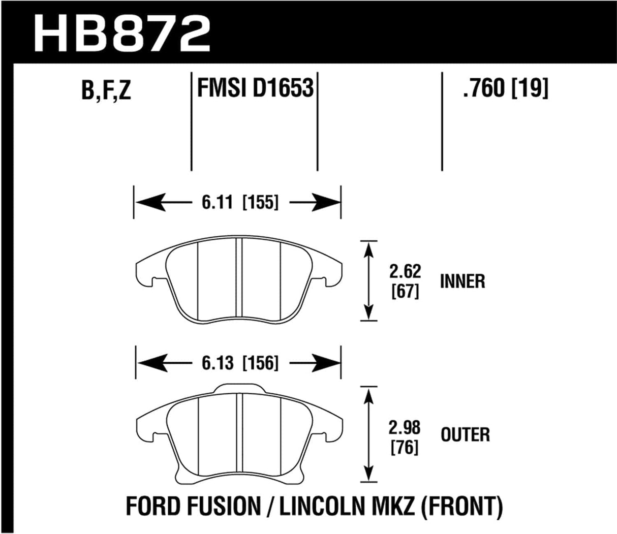 Hawk 19 Ford Fusion Titanium HPS 5.0 Front Brake Pads (NLA)