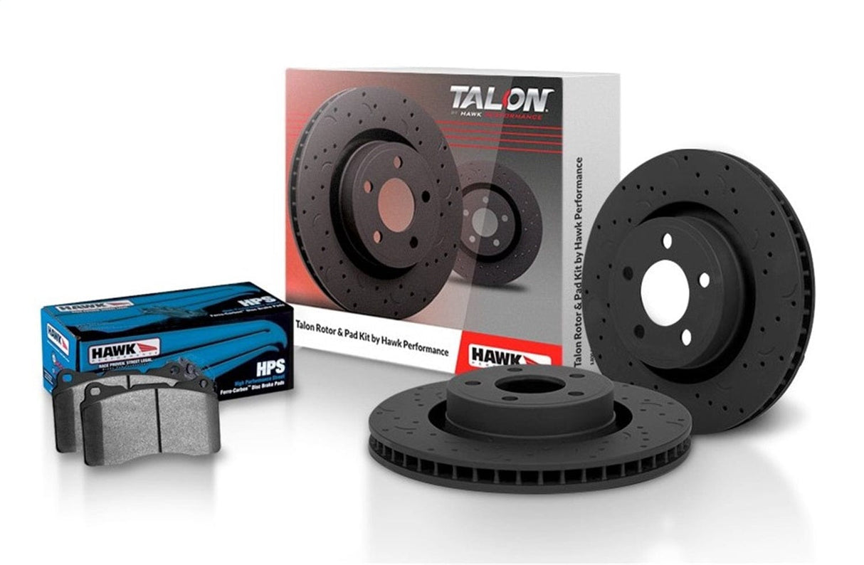 Hawk Talon 2010 Audi A3 Base Cross Drilled & Slotted Rotors w/ HPS Pads (Rear)