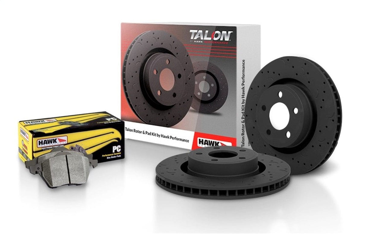 Hawk Talon 2006 Saab 42616 2.0T w/ 285mm Front Discs Cross Drilled & Slotted Rotors w/ Hawk Ceramic Pads (Rear)