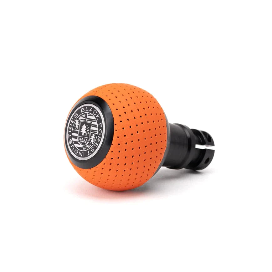 BFI GS2 Heavy Weight Shift Knob - BMW Auto - Style 2 - Arancia Mira Orange Air Leather / Black Anodized