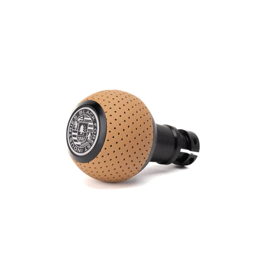 BFI GS2 Heavy Weight Shift Knob - BMW Auto - Style 2 - Sand Beige Air Leather / Machined Finish