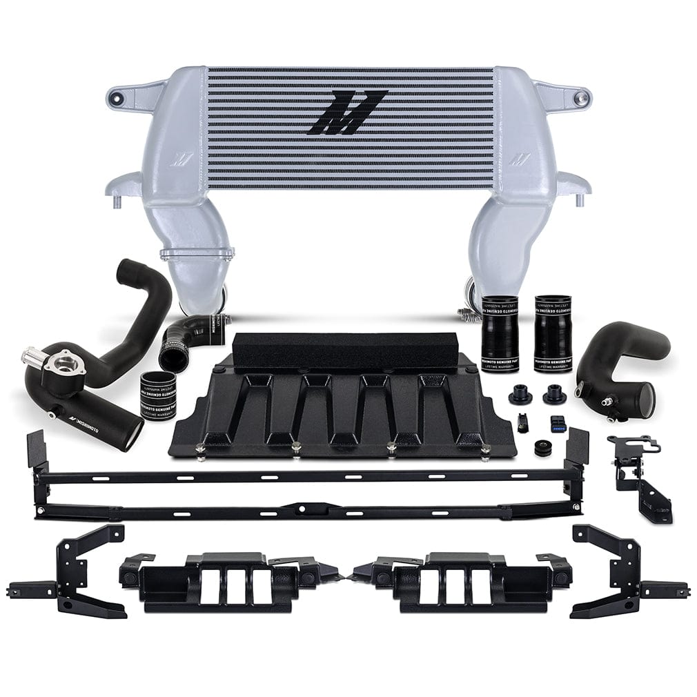 Mishimoto High-mount Intercooler Kit, 2021+ Ford Bronco 2.3L, Silver Core, Black Pipes