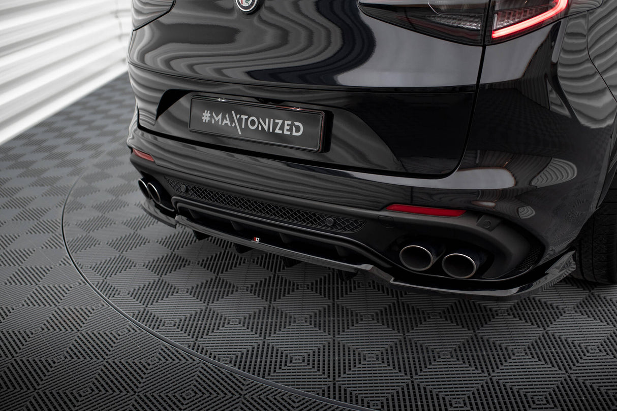 Maxton Design Central Rear Splitter (With Vertical Bars) Alfa Romeo Stelvio Quadrifoglio Mk1