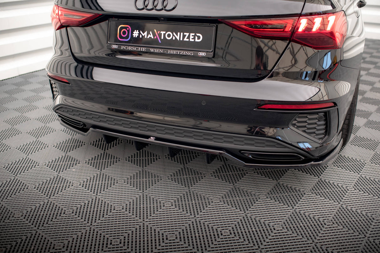 Maxton Design Central Rear Splitter (With Vertical Bars) Audi A3 S-Line Sedan 8Y