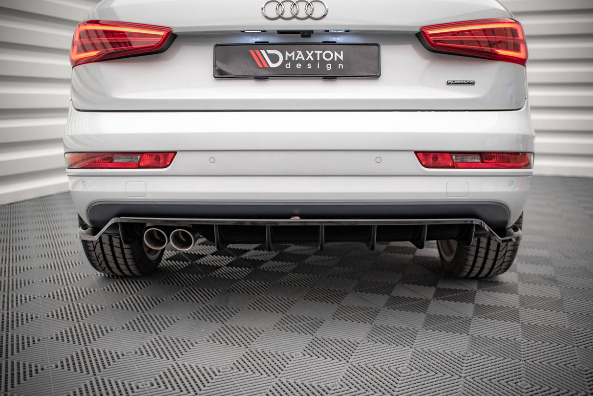 Maxton Design Central Rear Splitter (With Vertical Bars) Audi Q3 S-Line 8U Facelift